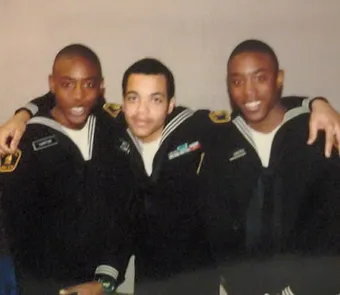 Lorenzo Santos with two fellow Navy officers